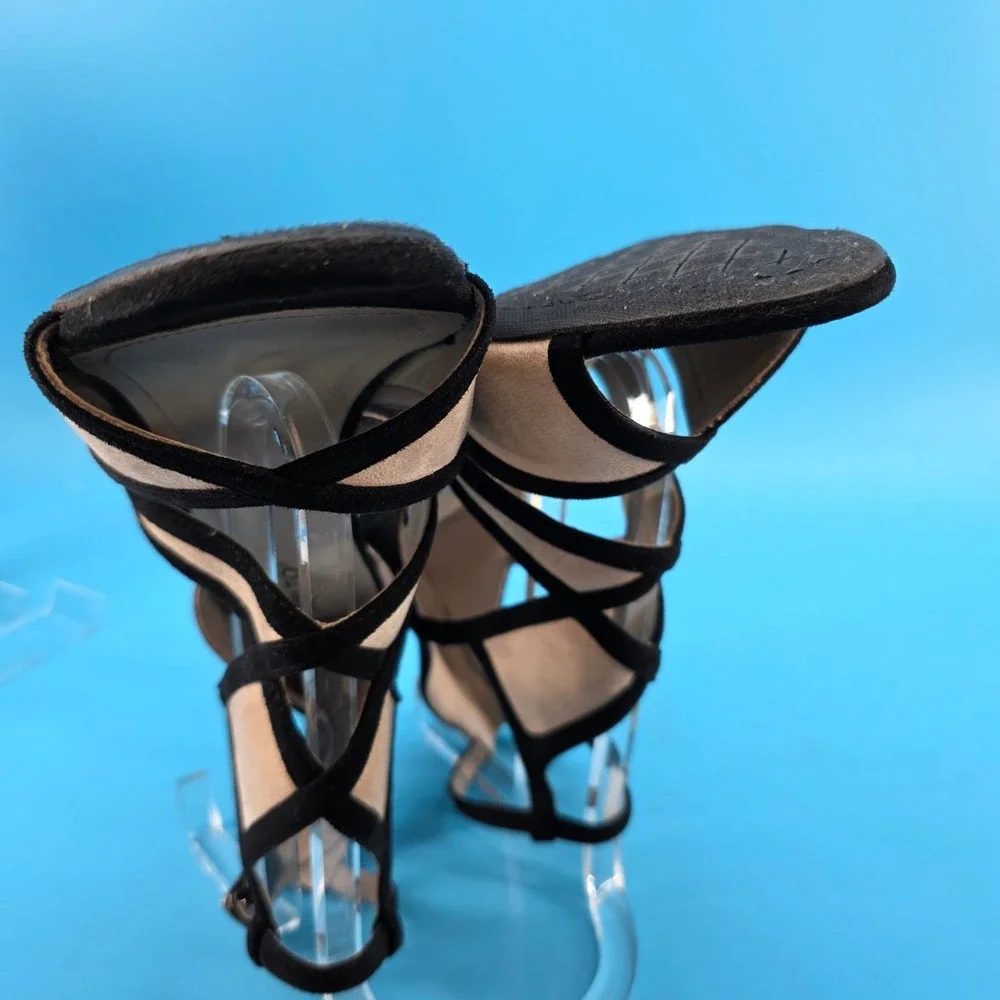 Rialto Ria Womens Black Beige Strappy Caged Dress Sandals Heels Size‎ 9M R6863Z
